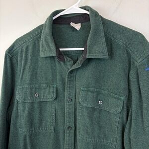 The North Face Shirt Mens XL Green Heavyweight Flannel Button Front Long Sleeve